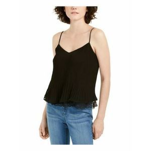 Q+A Los Angeles Womens Black Textured Spaghetti Strap V Neck Tank Top Size: M
